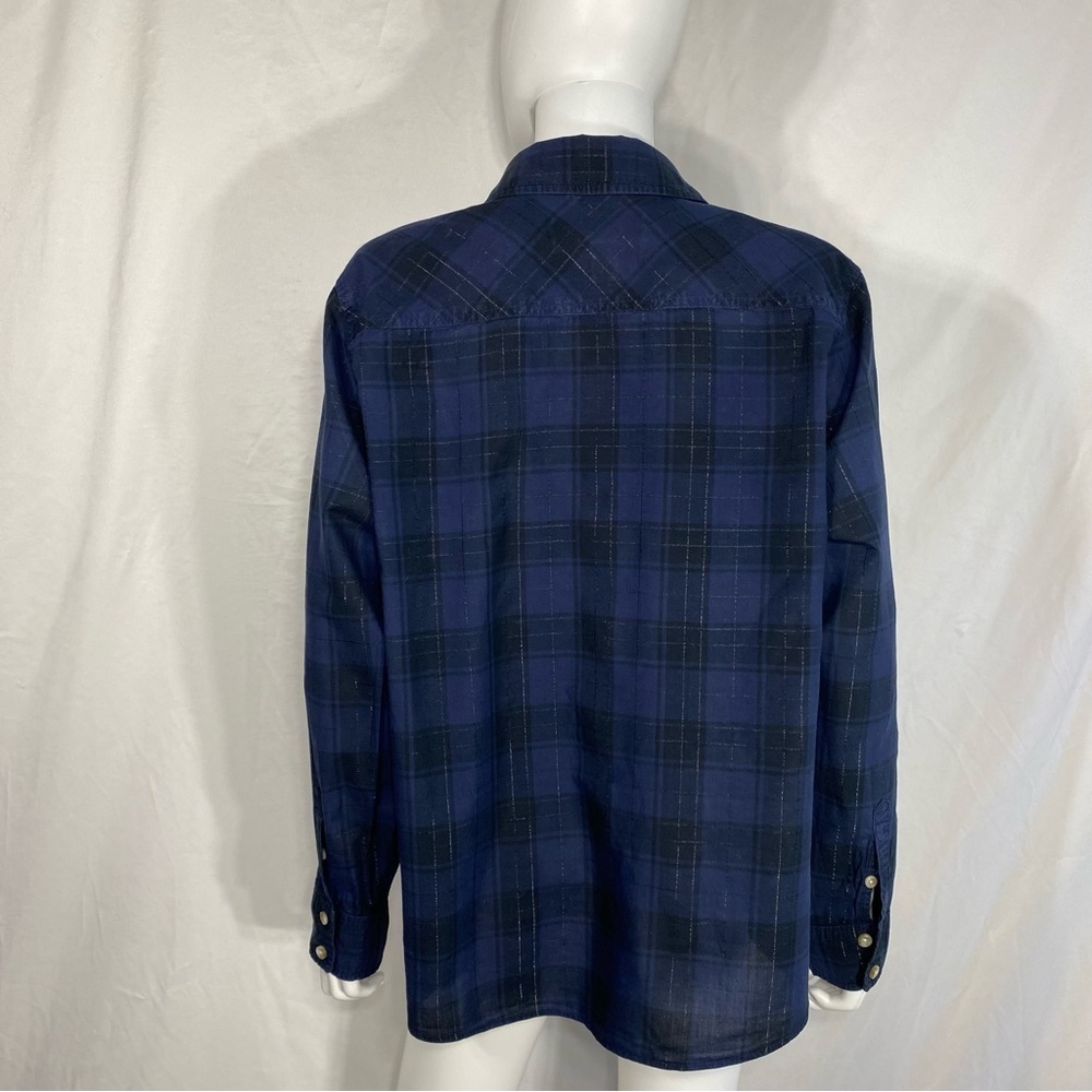 Pure Energy Navy Blue Plaid Long Sleeve Button Down - Picture 6 of 6